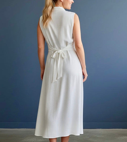 Calvin Klein Cream Collared Maxi Dress