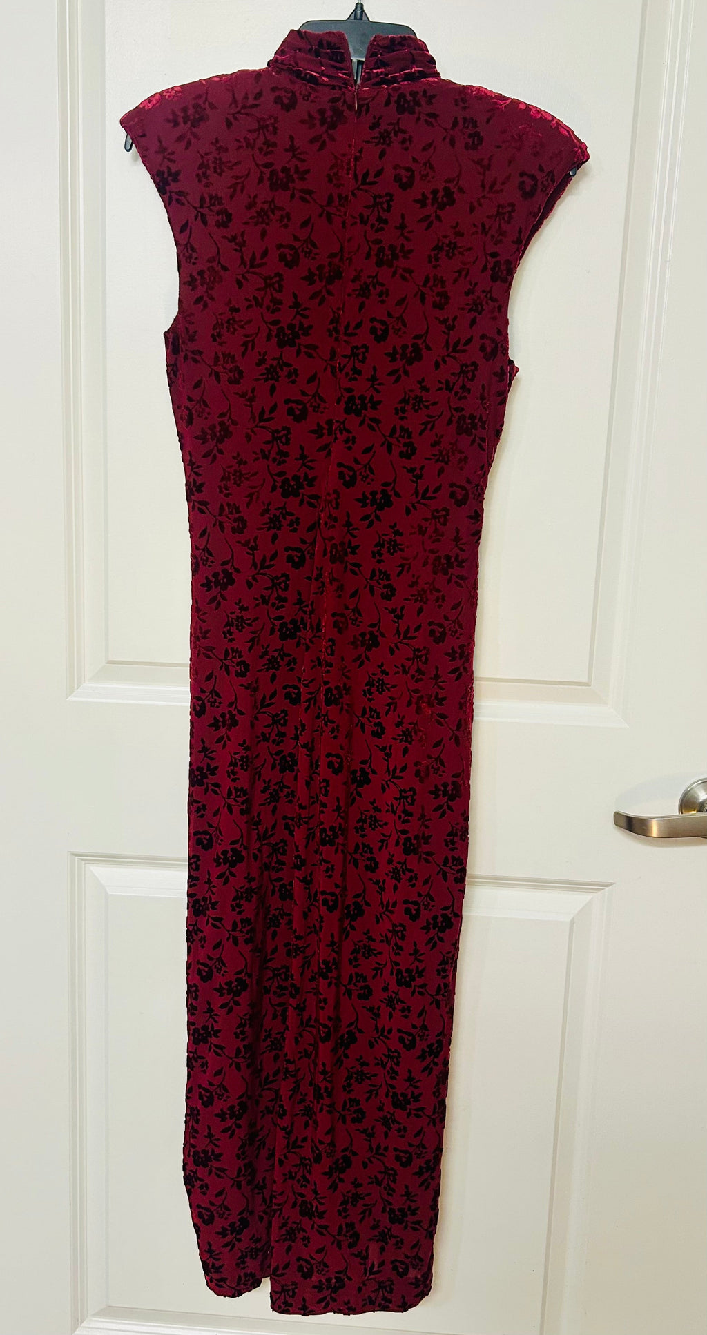 Maroon Velvet Mock Neck Cocktail Dress, Sleeveless Ruched Midi, Size 8 NWT