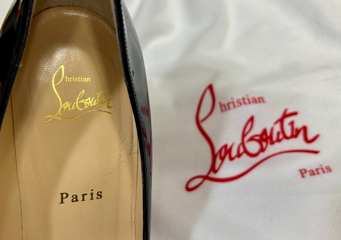 Pre-Loved Christian Louboutin Black Patent Peep-Toe Pumps