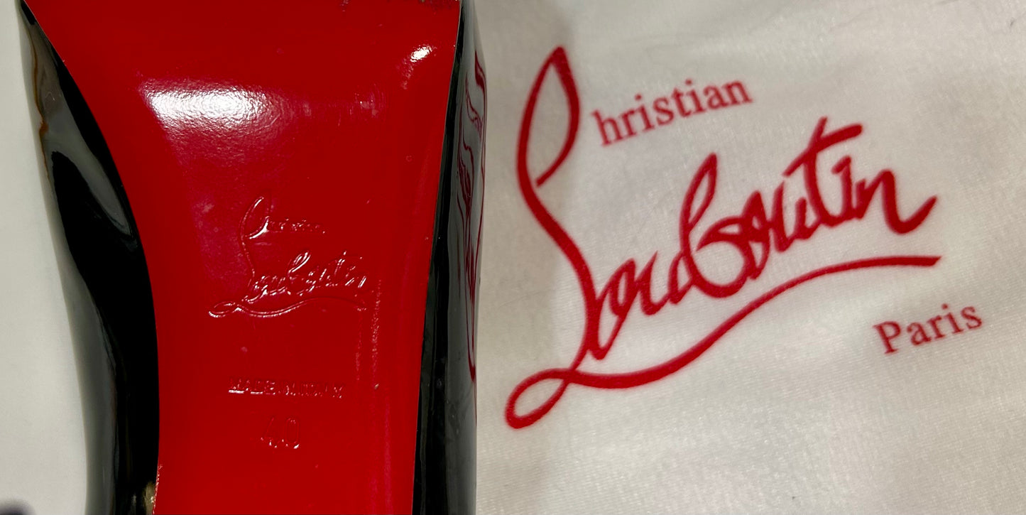 Pre-Loved Christian Louboutin Black Patent Peep-Toe Pumps