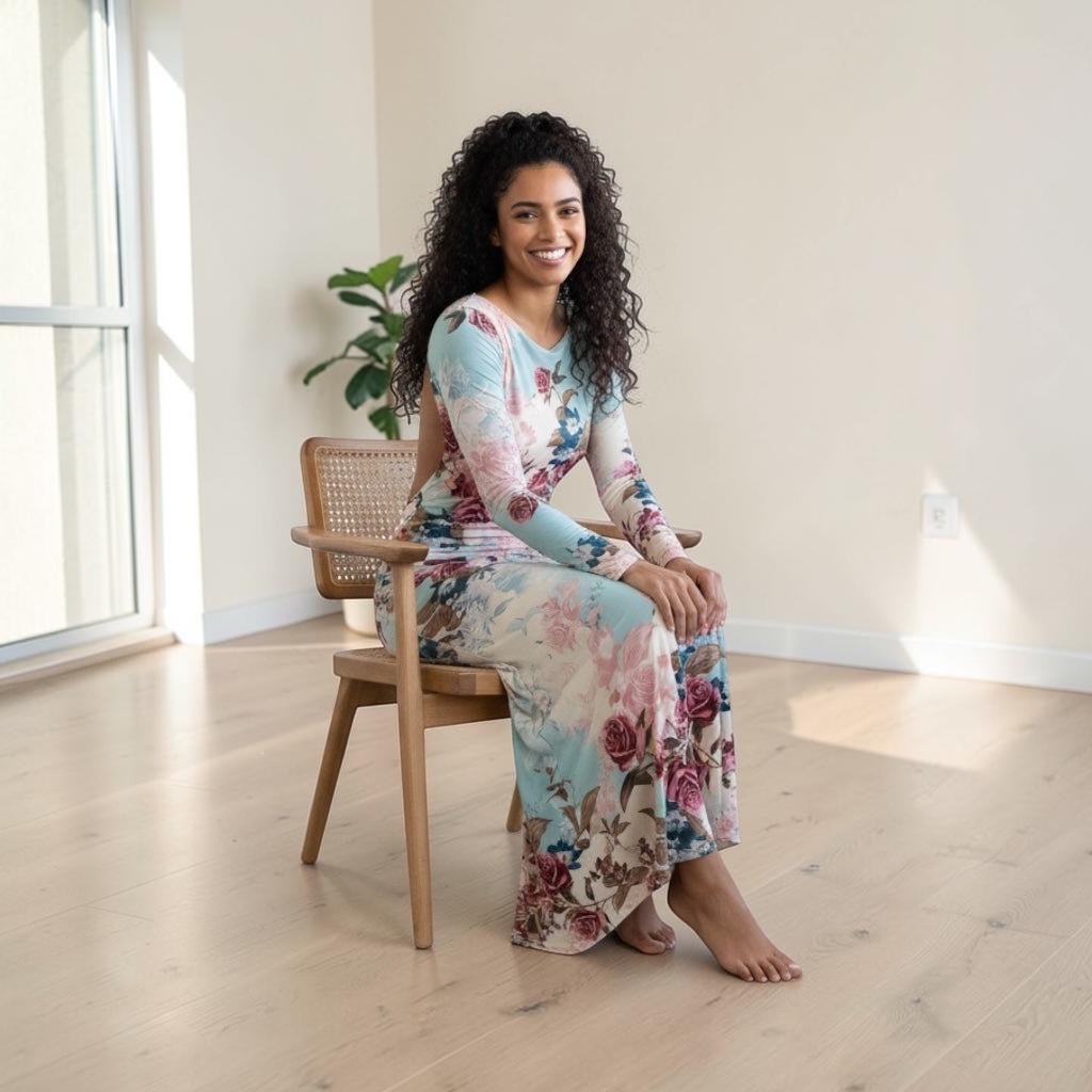 Fourteenth  Place-Beautiful floral scrunch long sleeve dress-Size S -NWT
