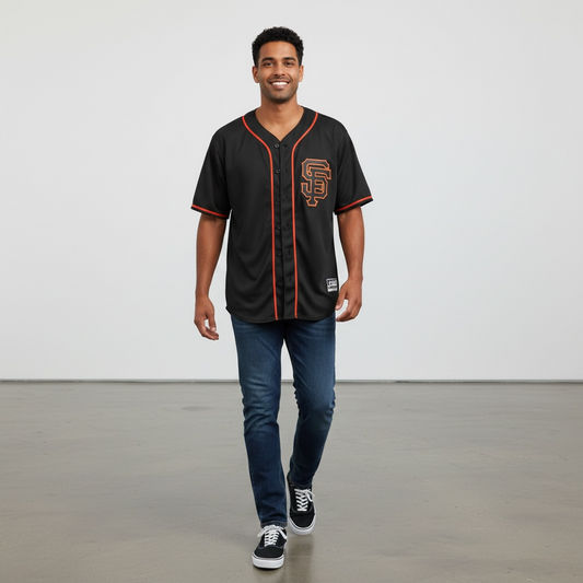 Black Button up Official Jersey- Medium -Pre-Loved