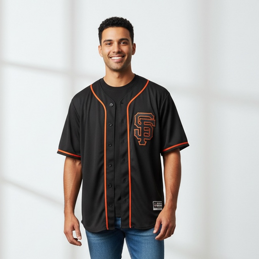Black Button up Official Jersey- Medium -Pre-Loved
