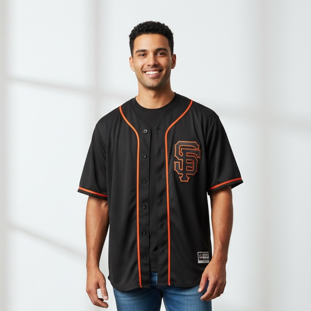 Black Button up Official Jersey- Medium -Pre-Loved