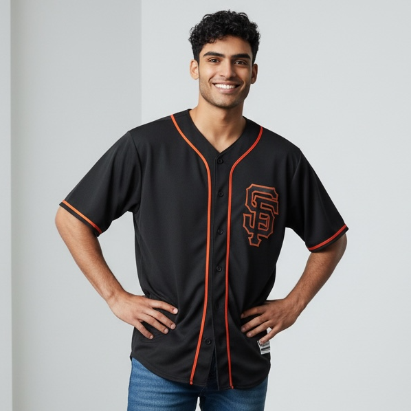 Black Button up Official Jersey- Medium -Pre-Loved