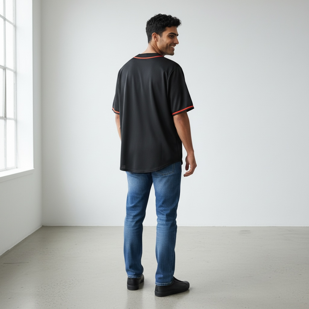 Black Button up Official Jersey- Medium -Pre-Loved