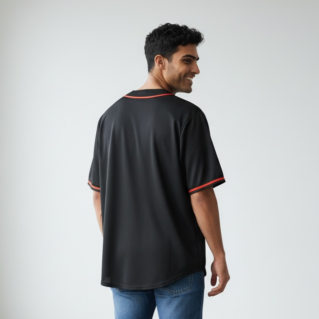 Black Button up Official Jersey- Medium -Pre-Loved