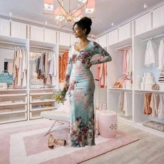 Fourteenth  Place-Beautiful floral scrunch long sleeve dress-Size S -NWT