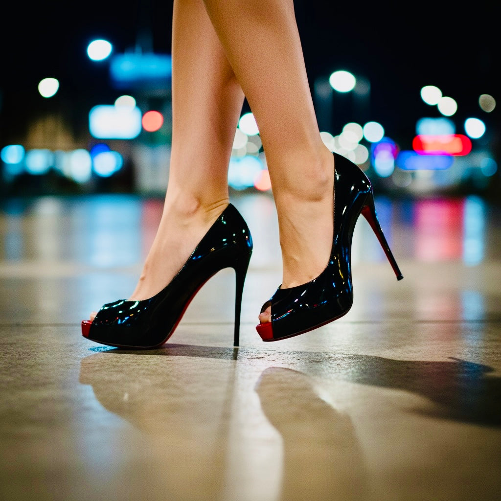 Pre-Loved Christian Louboutin Black Patent Peep-Toe Pumps
