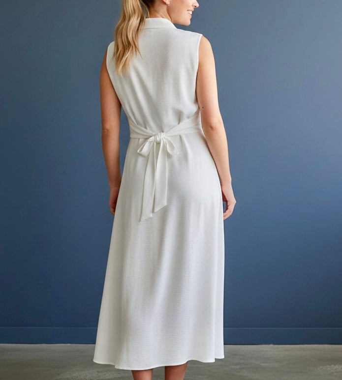 Calvin Klein Cream Collared Maxi Dress