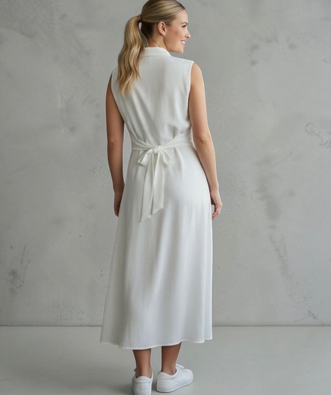 Calvin Klein Cream Collared Maxi Dress