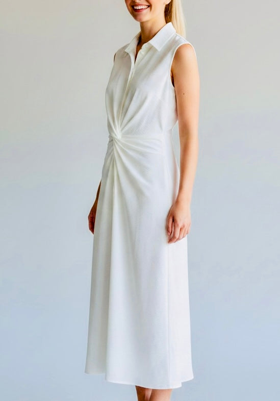 Calvin Klein Cream Collared Maxi Dress