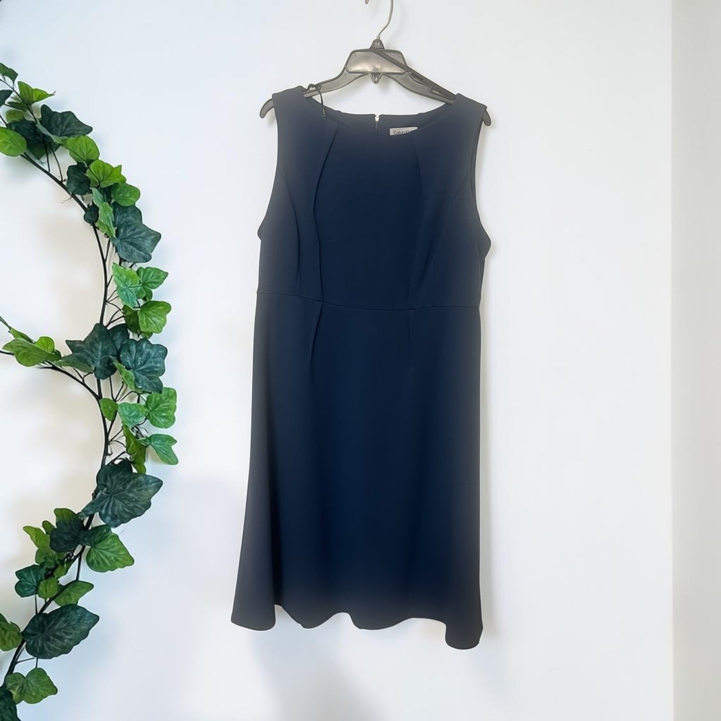 The Calvin Klein Navy Sleeveless Midi Dress (NWT, Size 14)