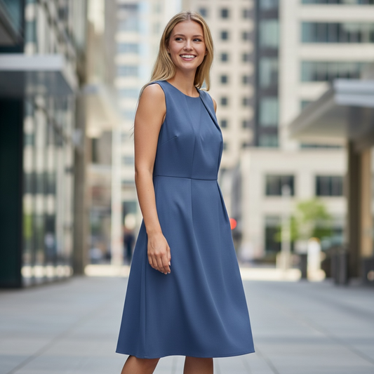 The Calvin Klein Navy Sleeveless Midi Dress (NWT, Size 14)
